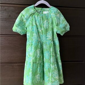 Zara Green and White Floral Kids Dress